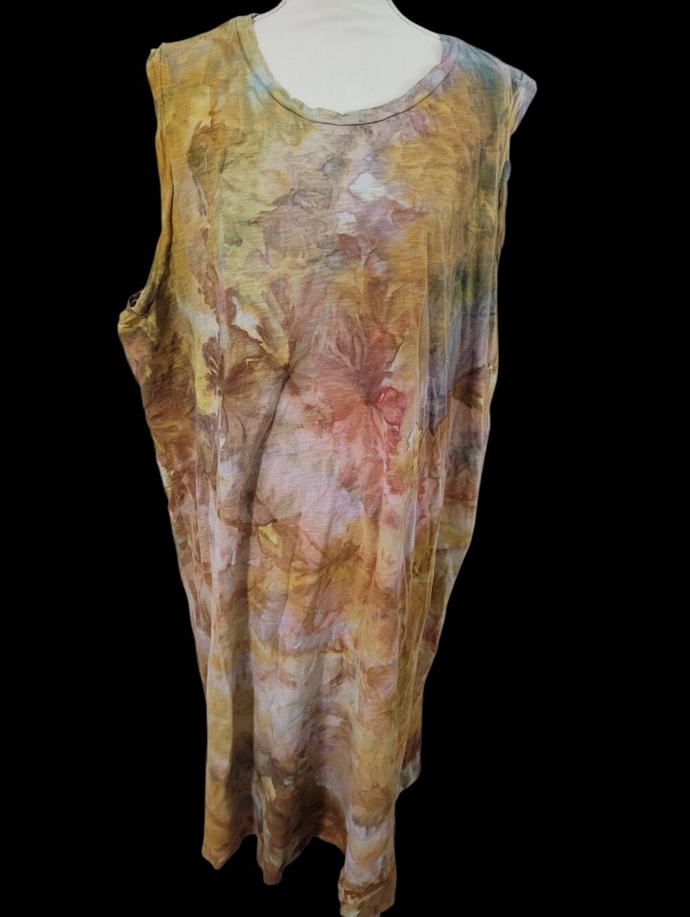 Unique Earthy Grunge Cotton Maxi 4x Brown Tie Dye Sleeveless Cottagecore Art
